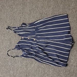 White and Navy blue stripped romper
